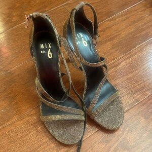 Mix No. 6 Glittery Brown Strappy Heels